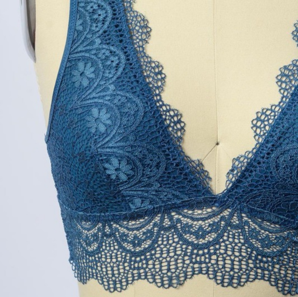 Plunge Lace Bralette - Teal - Picture 4 of 5